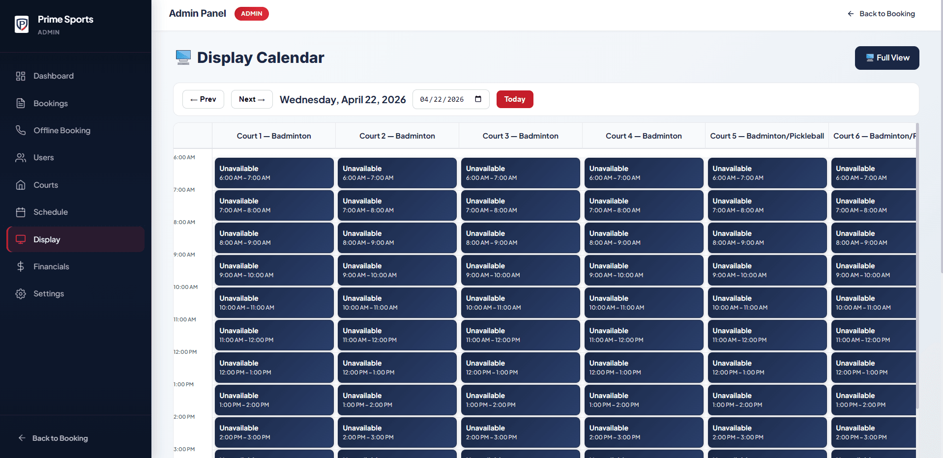 Prime Sports Centre Booking System screen 6