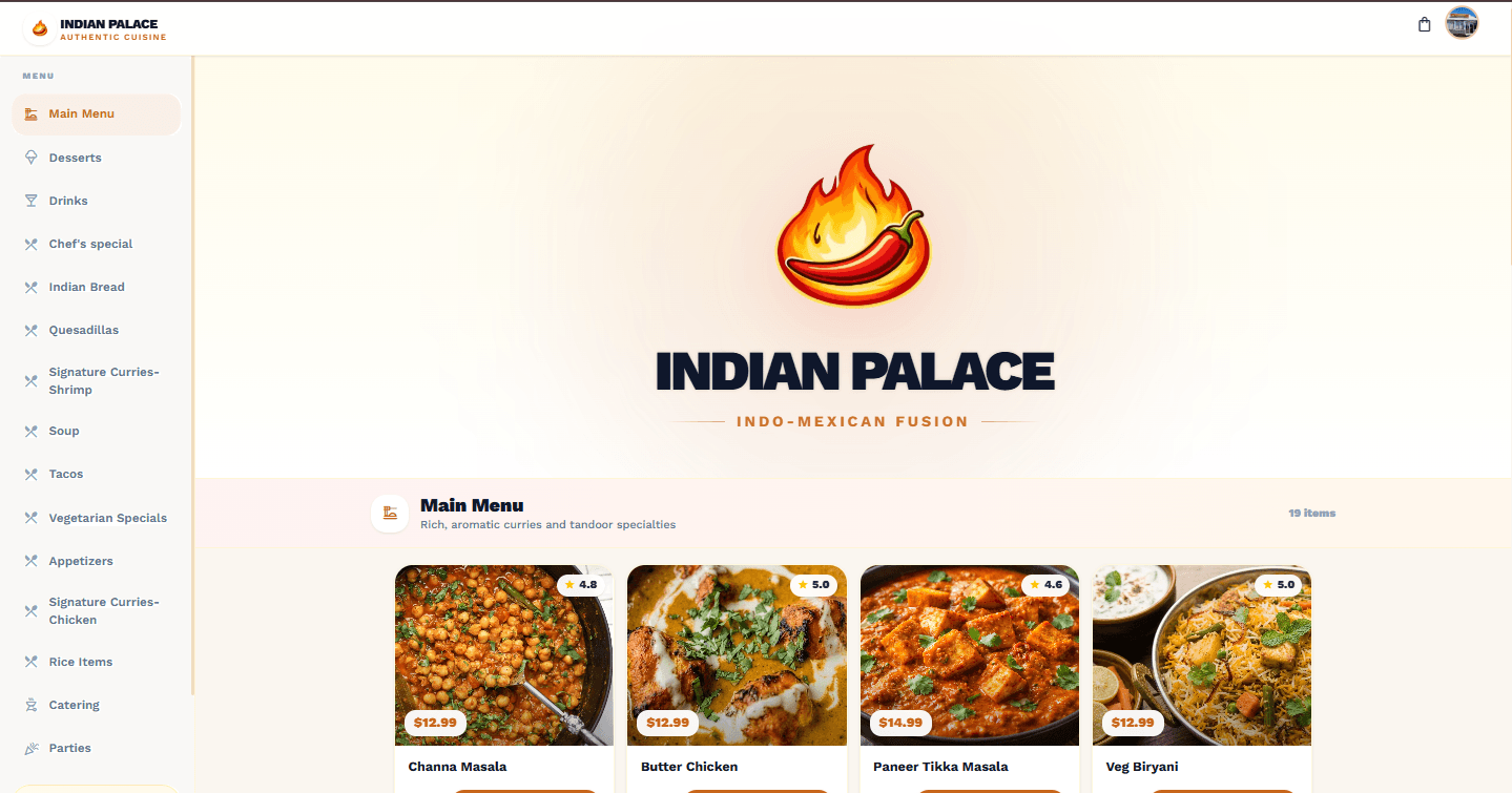 Indian Palace Charleston – Restaurant Website Development